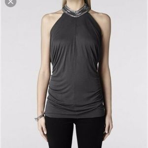 All Saints Saxa Top Hand Embellished Halter Neck